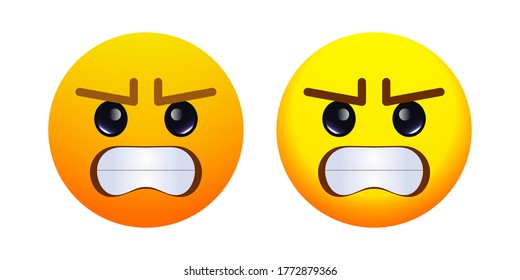 Emoji Angry Face. Yellow emoticon angry, sad reaction, disappointed. 3D Emoticon