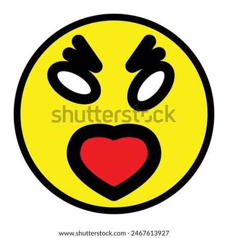 emoji angry love Vector Line Filled Icon Design