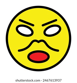 emoji angry man Vector Line Filled Icon Design