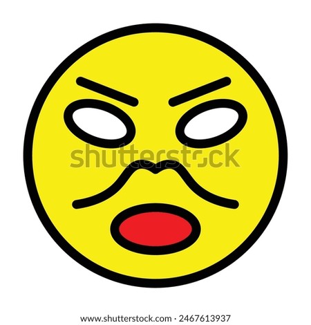 emoji angry man Vector Line Filled Icon Design