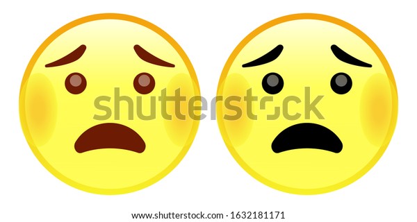Emoji Anguished Face Yellow Face Small Stock Vector Royalty Free