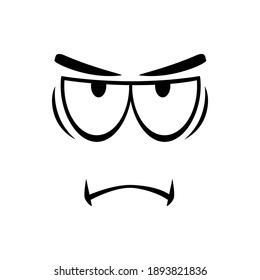 Emoji with annoyed expression isolated emoticon, line art. Vector irritated smiley, upset face