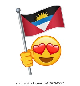 Emoji with Antigua and Barbuda flag Large size of yellow emoji smile