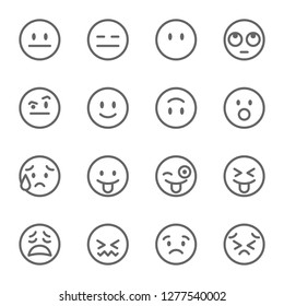 Emoji Avatar Face Vector Line Icon Set. Contains such Icons as Winking Face with Tongue, Confounded Face , Persevering Face and more. Expanded Stroke