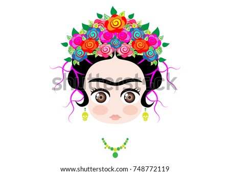 Download Emoji Baby Frida Kahlo Crown Colorful Stok Vektör ...