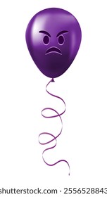 Emoji balloon with angry face Purple emoji smile