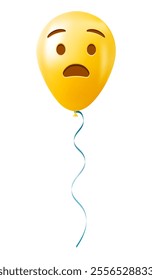 Emoji balloon with anguished face Yellow emoji smile