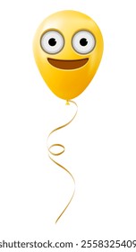 Emoji balloon with big eyes face Yellow emoji smile