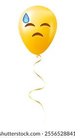 Emoji balloon with cold sweat face Yellow emoji smile