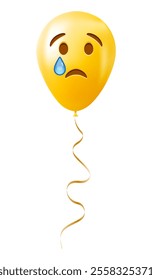 Emoji balloon with crying face Yellow emoji smile