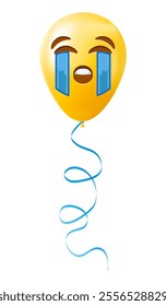 Emoji balloon with crying loudly face Yellow emoji smile