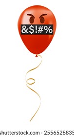 Emoji balloon with evil face with hidden mouth symbols Red emoji smile