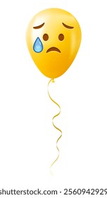 Emoji balloon with an expression of disappointment and relief face Yellow emoji smile