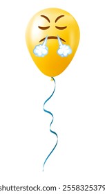 Emoji balloon with an expression of displeasure face Yellow emoji smile
