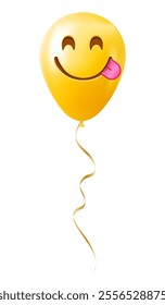 Emoji balloon with a face savoring a delicacy Yellow emoji smile