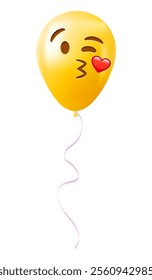 Emoji balloon with face that sends a kiss Yellow emoji smile