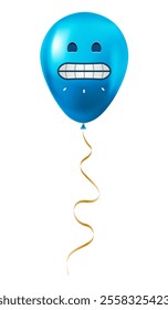 Emoji balloon with freezing face Blue emoji smile