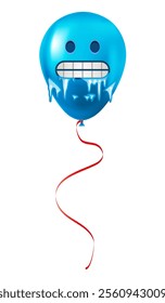 Emoji balloon with freezing face Blue emoji smile