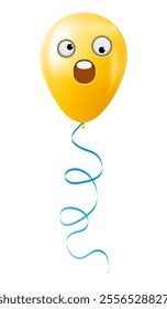 Emoji balloon with a grinning face with one large and one small eye Yellow emoji smile