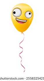 Emoji balloon with a grinning face with one large and one small eye Yellow emoji smile