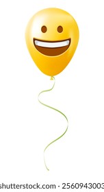 Emoji balloon with grinning face Yellow emoji smile