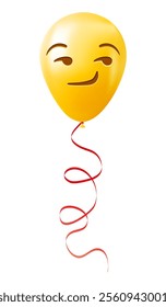 Emoji balloon with grinning flirting face Yellow emoji smile