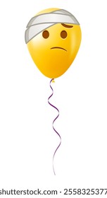 Emoji balloon with head bandage face Yellow emoji smile