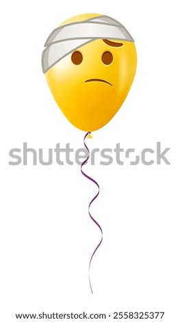 Emoji balloon with head bandage face Yellow emoji smile