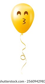 Emoji balloon with kissing face with laughing eyes Yellow emoji smile