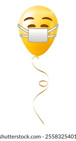 Emoji balloon with medical mask face Yellow emoji smile