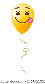 Emoji balloon with money face Yellow emoji smile