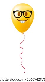 Emoji balloon with nerd face Yellow emoji smile