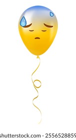 Emoji balloon with open mouth in cold sweat face Yellow emoji smile