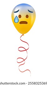 Emoji balloon with open mouth in cold sweat face Yellow emoji smile