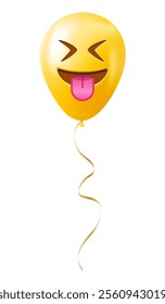 Emoji balloon with protruding tongue and tightly closed eyes face Yellow emoji smile