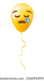 Emoji balloon with sleepy face Yellow emoji smile