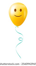 Emoji balloon with slightly smiling face Yellow emoji smile