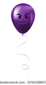 Emoji balloon with smiling angry face Purple emoji smile