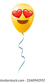 Emoji balloon with smiling face with heart eyes Yellow emoji smile