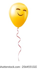 Emoji balloon with smiling face with laughing eyes Yellow emoji smile