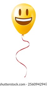 Emoji balloon with smiling face with open mouth and big eyes Yellow emoji smile