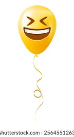 Emoji balloon with smiling face with open mouth and closed eyes Yellow emoji smile