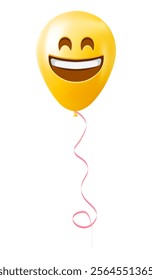 Emoji balloon with smiling face with open mouth Yellow emoji smile