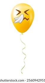 Emoji balloon with sneezing face Yellow emoji smile