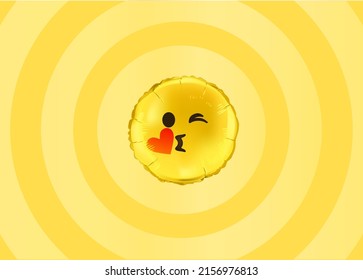 Emoji balloon with social media icons.