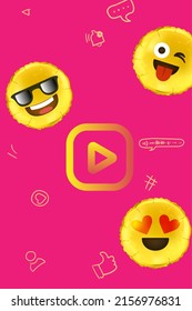 Emoji balloon with social media icons.