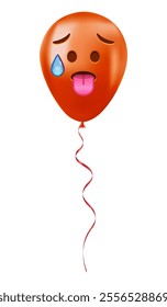 Emoji balloon with sweaty face Red emoji smile