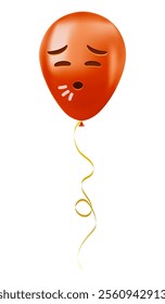 Emoji balloon with sweaty face Red emoji smile