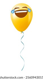 Emoji balloon with tears of joy face Yellow emoji smile