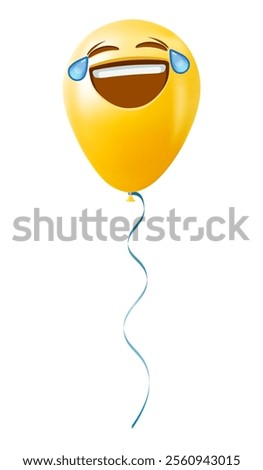 Emoji balloon with tears of joy face Yellow emoji smile